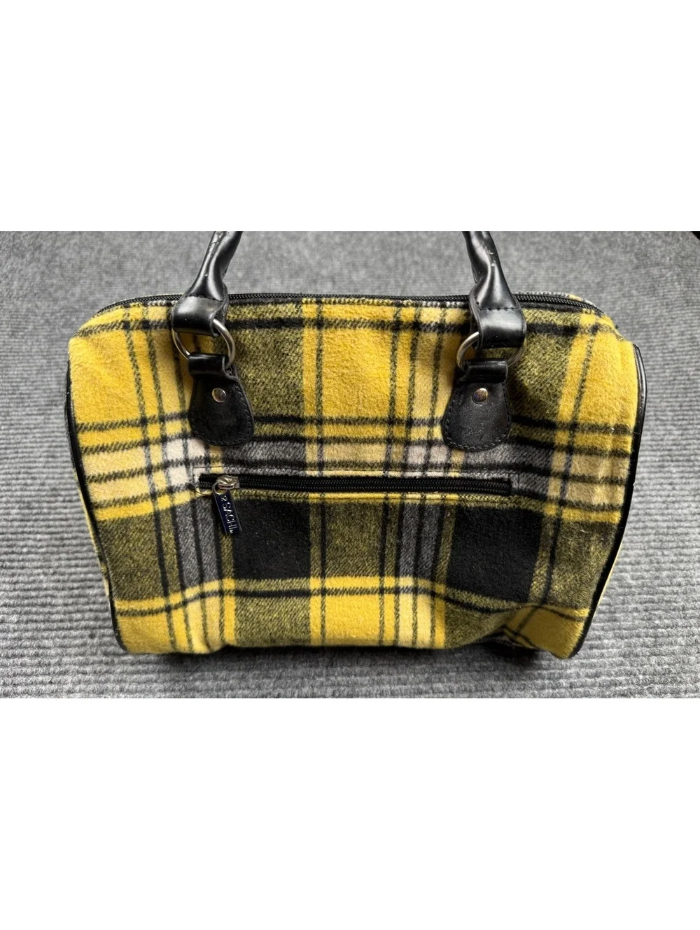 SACHI Plaid Insulated Lunch Tote Cooler Bag Yellow Black Thermal Handbag